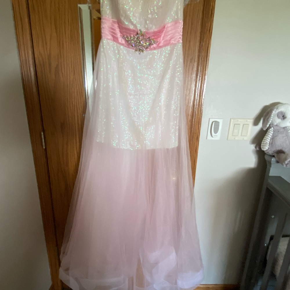Pink fun fashion pageant/ prom dress